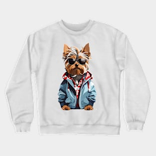 Yorkshire Terrier With Sunglasses Crewneck Sweatshirt